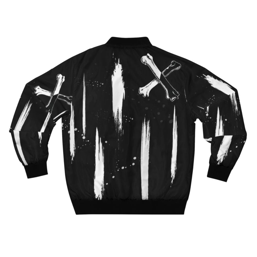 Carlos De Vil Descendants Grunge Bomber Jacket with Black and White Brush Strokes - Back