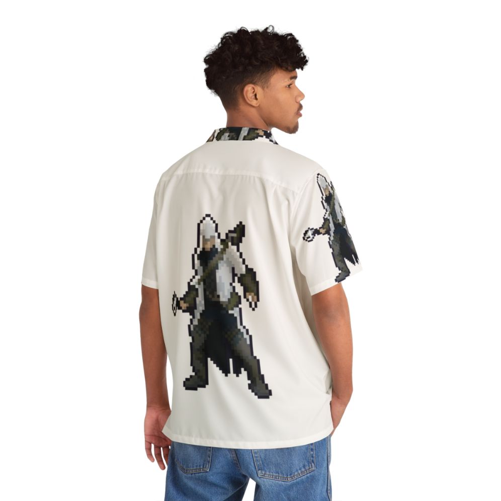 Assassins Creed Connor Retro Pixel Art Hawaiian Shirt - Flat lay