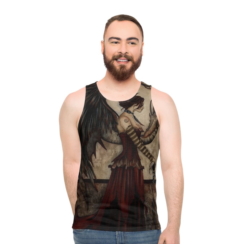 Dark fantasy dragon unisex tank top - men