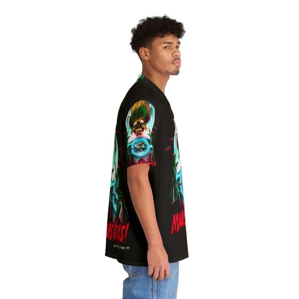 Retro Mars Attacks Movie Hawaiian Shirt with alien and green men design - People Pight