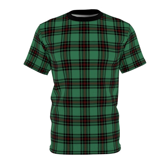 Fife-Inspired Tartan Print T-Shirt with Green, Scottish Plaid Pattern