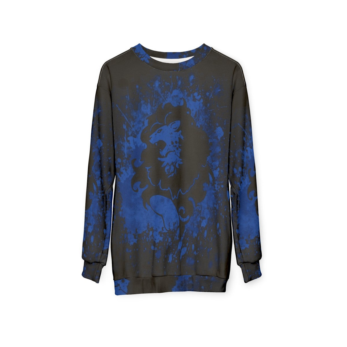 Blue Lion Splatter Fire Emblem Themed Sweatshirt - hanging