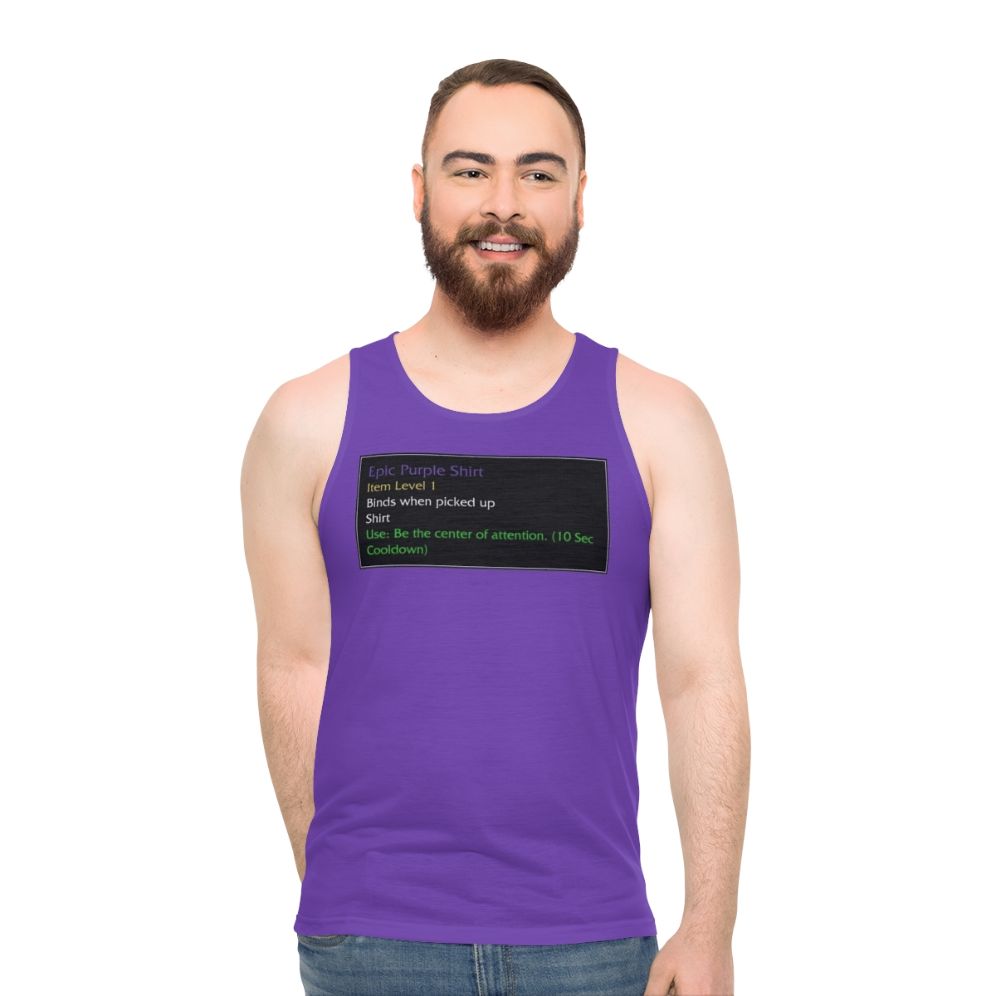 Unisex World of Warcraft inspired epic purple tank top - men