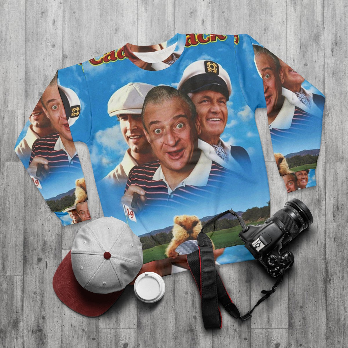 Vintage Caddyshack Sweatshirt Featuring Iconic Golf Comedy Scene - flat lay