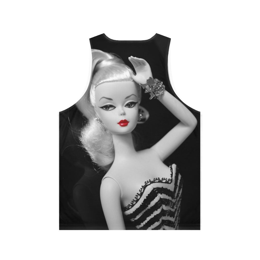 Vintage Silkstone Doll Unisex Black and White Tank Top - Back