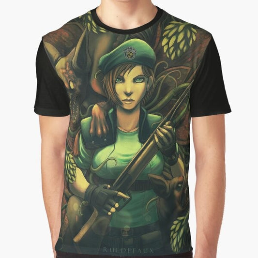 Resident Evil Jill Valentine Graphic T-Shirt featuring Jill Valentine from the Resident Evil survival horror game series.