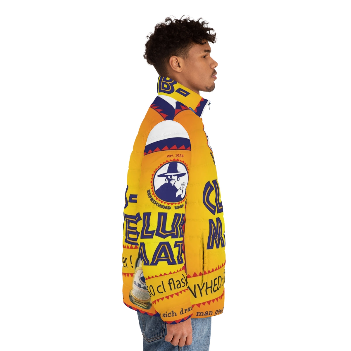 Club Mate Puffer Jacket - Berlin Techno Inspired Urban Streetwear - men side right