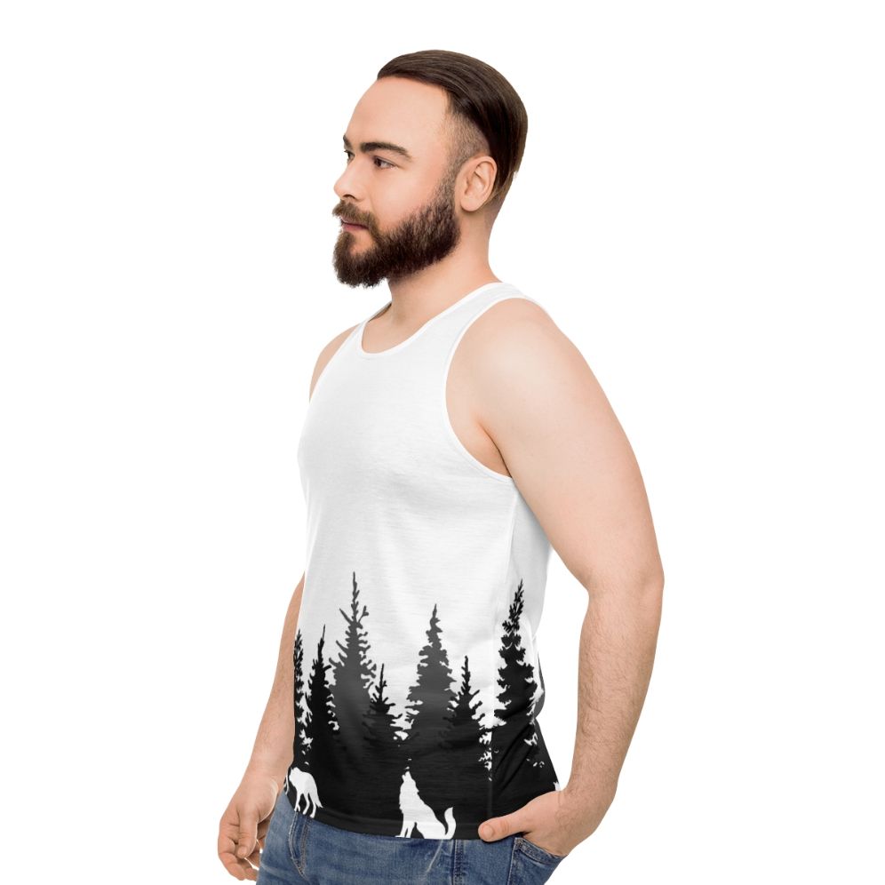 Wolves Unisex Nature Inspired Tank Top - men side