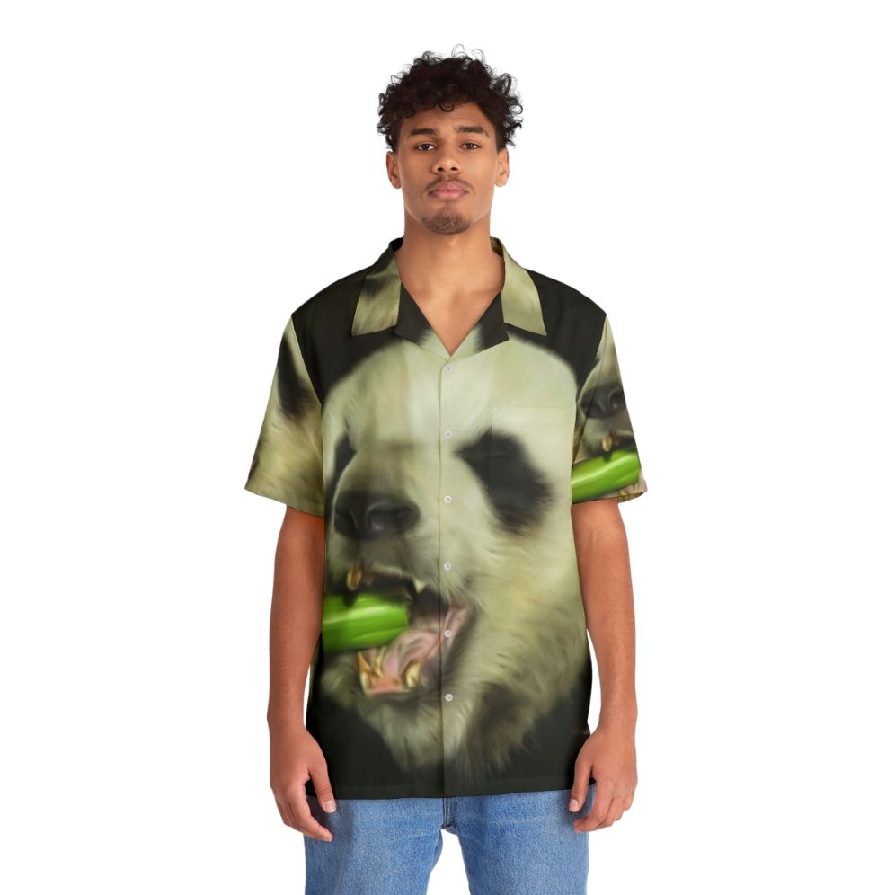 Panda Hawaiian Shirt with Cute Bamboo and Wildlife Design - People Front