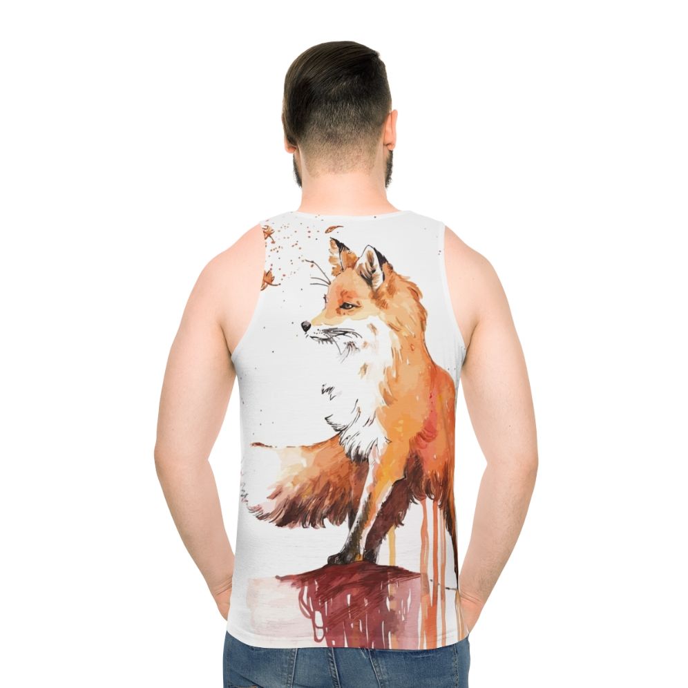 Unisex fox tank top with nature-inspired graphic design - men back