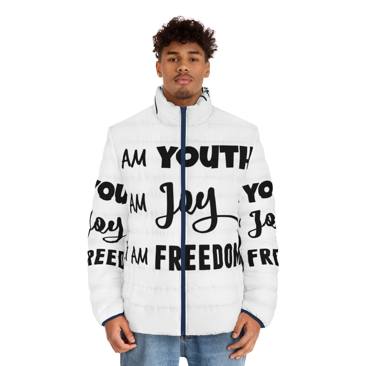 "I Am Puffer Jacket" - Embrace your youth, joy, and freedom with this Disney-inspired puffer jacket - men front