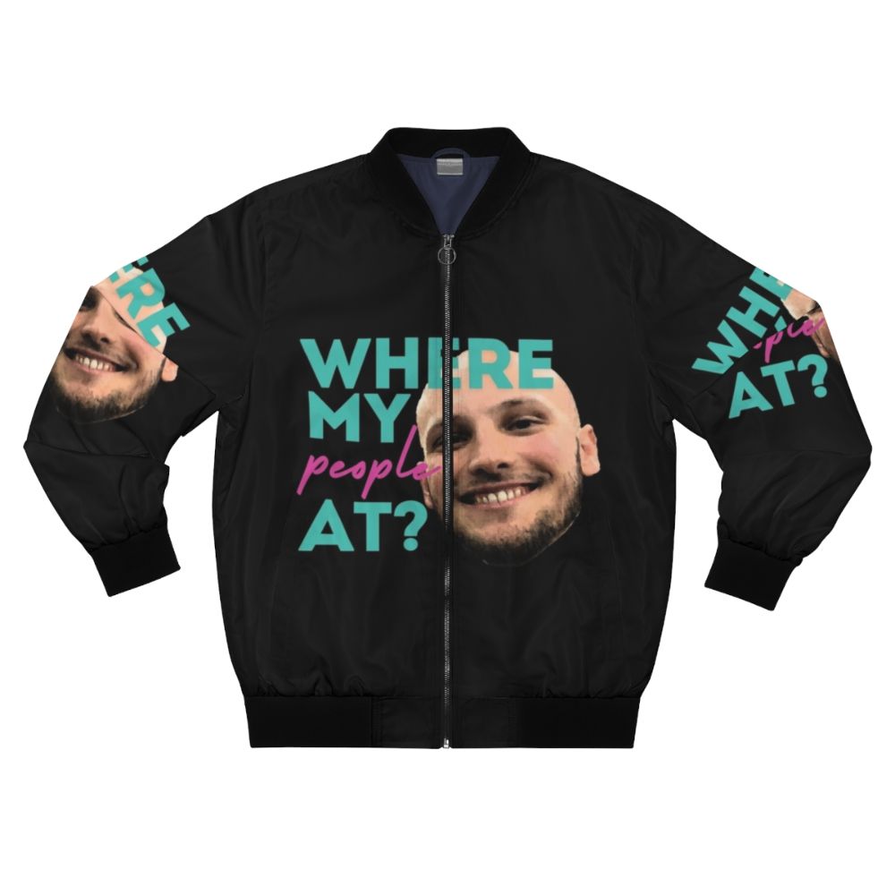 Mitch "Where My People At?" bomber jacket in urban streetwear style