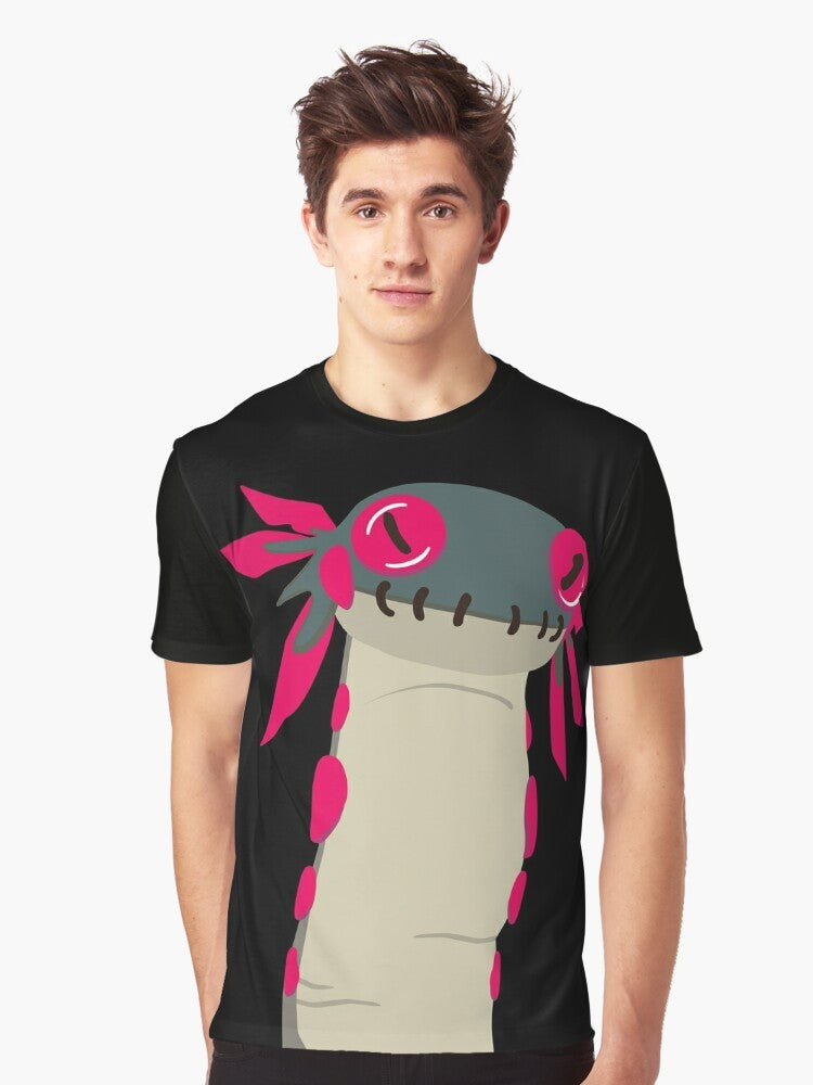 Monster Hunter World Wiggle Worm Graphic T-Shirt featuring the iconic Wiggle Worm monster - Men
