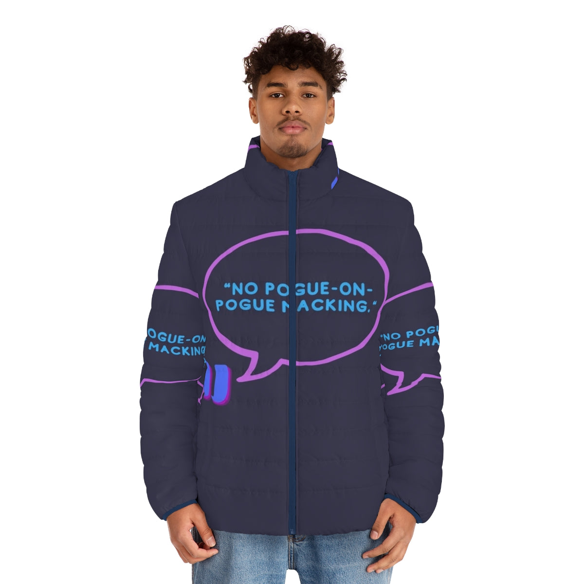 Outer Banks JJ Puffer Jacket with Iconic Quote from the Netflix Series - men front