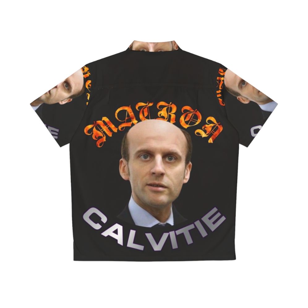 Macron Baldness Hawaiian Shirt - Funny Political Meme Humor - Back