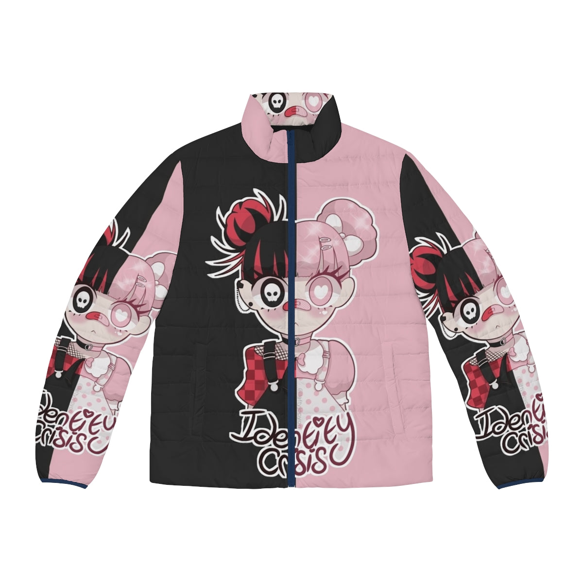 Anime inspired puffer jacket with kawaii, yami kawaii, and yume kawaii design elements