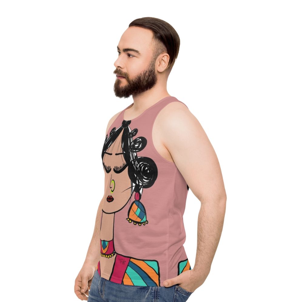 Whimsical diva doll unisex geometric tank top - men side