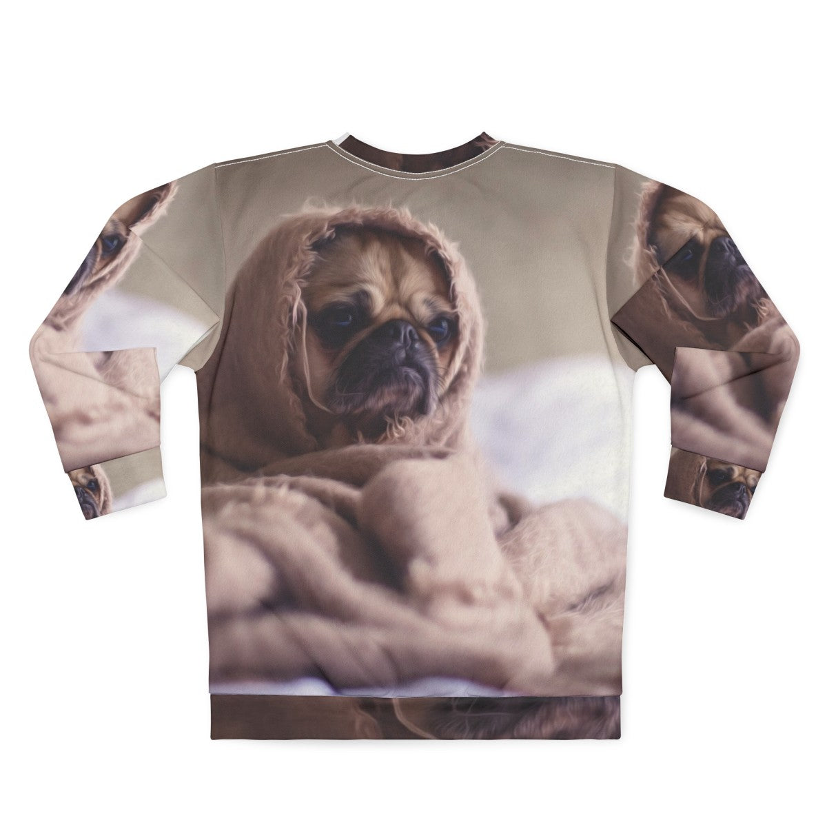 Pug Dog Sad Sweatshirt with Comfortable Animal Print Design - Back