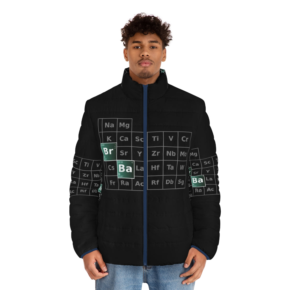 Breaking Bad Periodic Table Puffer Jacket featuring Heisenberg design - men front