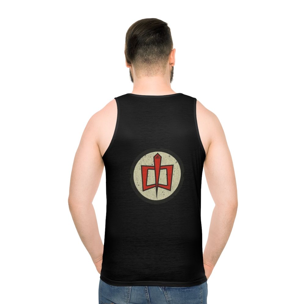 Retro superhero unisex tank top - men back