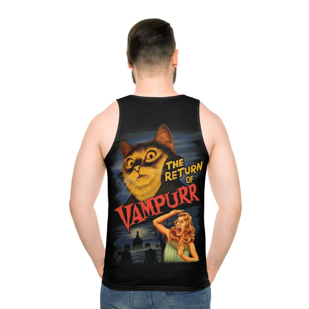 Spooky vampire cat unisex tank top - men back