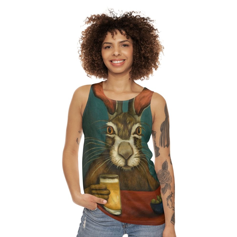 Funny bunny hopping tank top - women