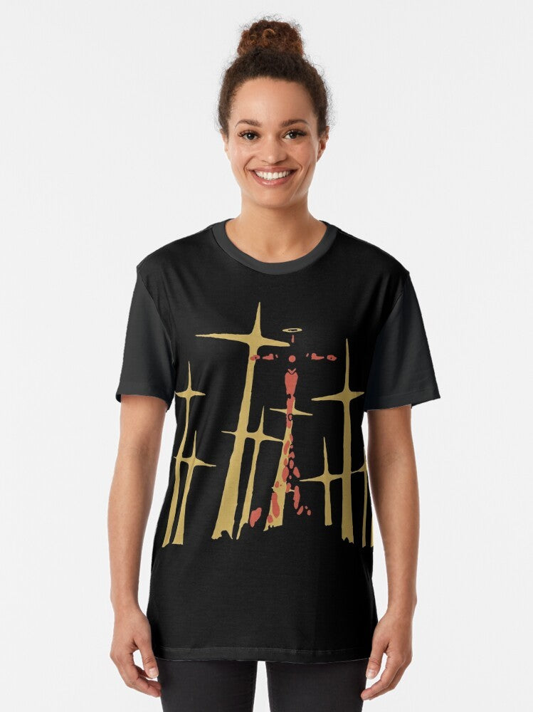 Neon Genesis Evangelion retro vintage graphic t-shirt featuring anime characters and mech designs - Women