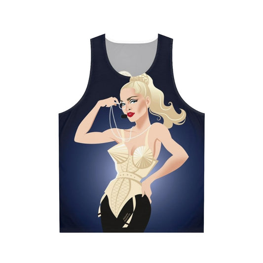 Unisex blonde tank top featuring Alejandro Mogoll art