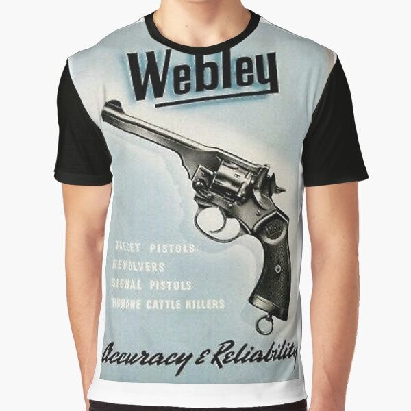 Webley pistol revolver gun graphic t-shirt