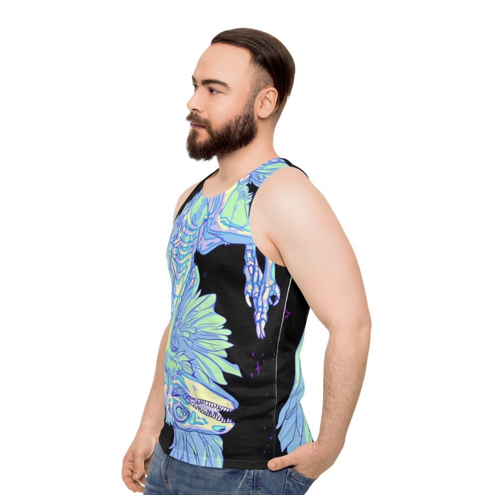 Archaeopteryx dinosaur glow-in-the-dark unisex tank top - men side