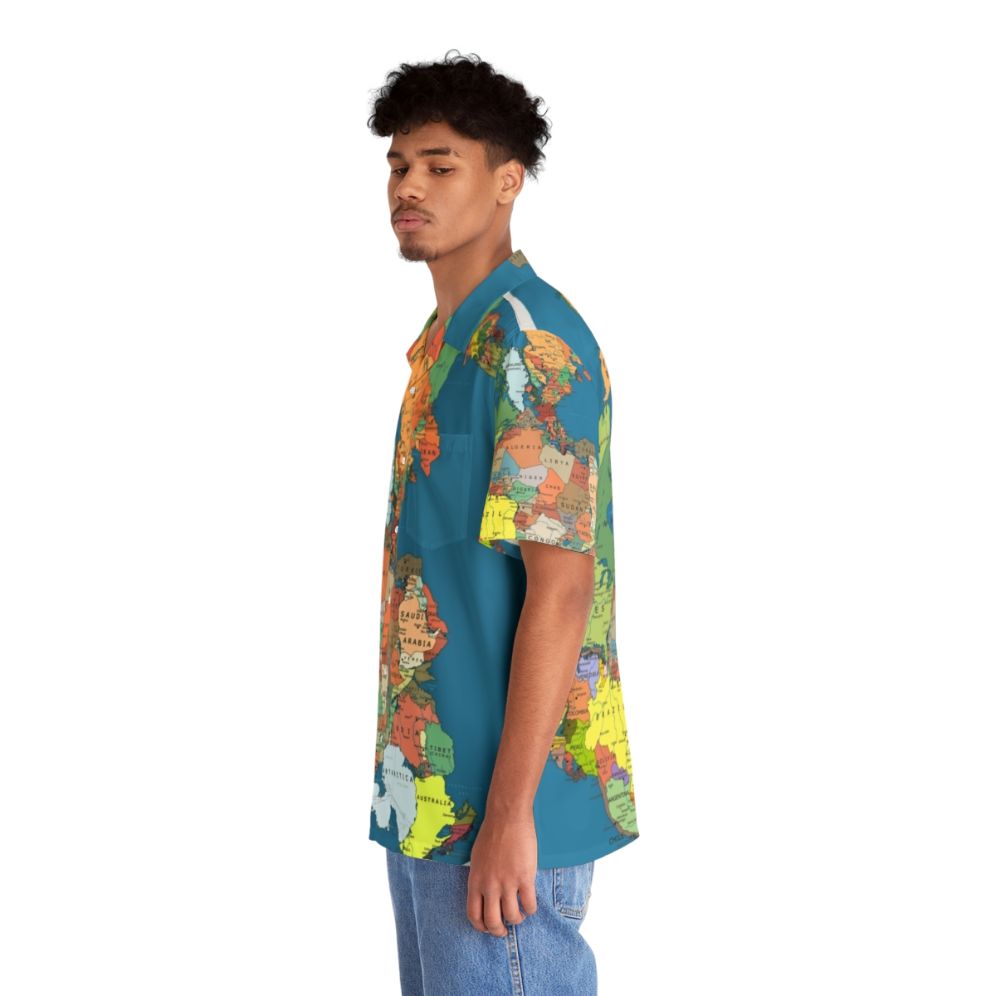 Vintage Hawaiian Shirt Featuring Pangaea Supercontinent Map - People Left