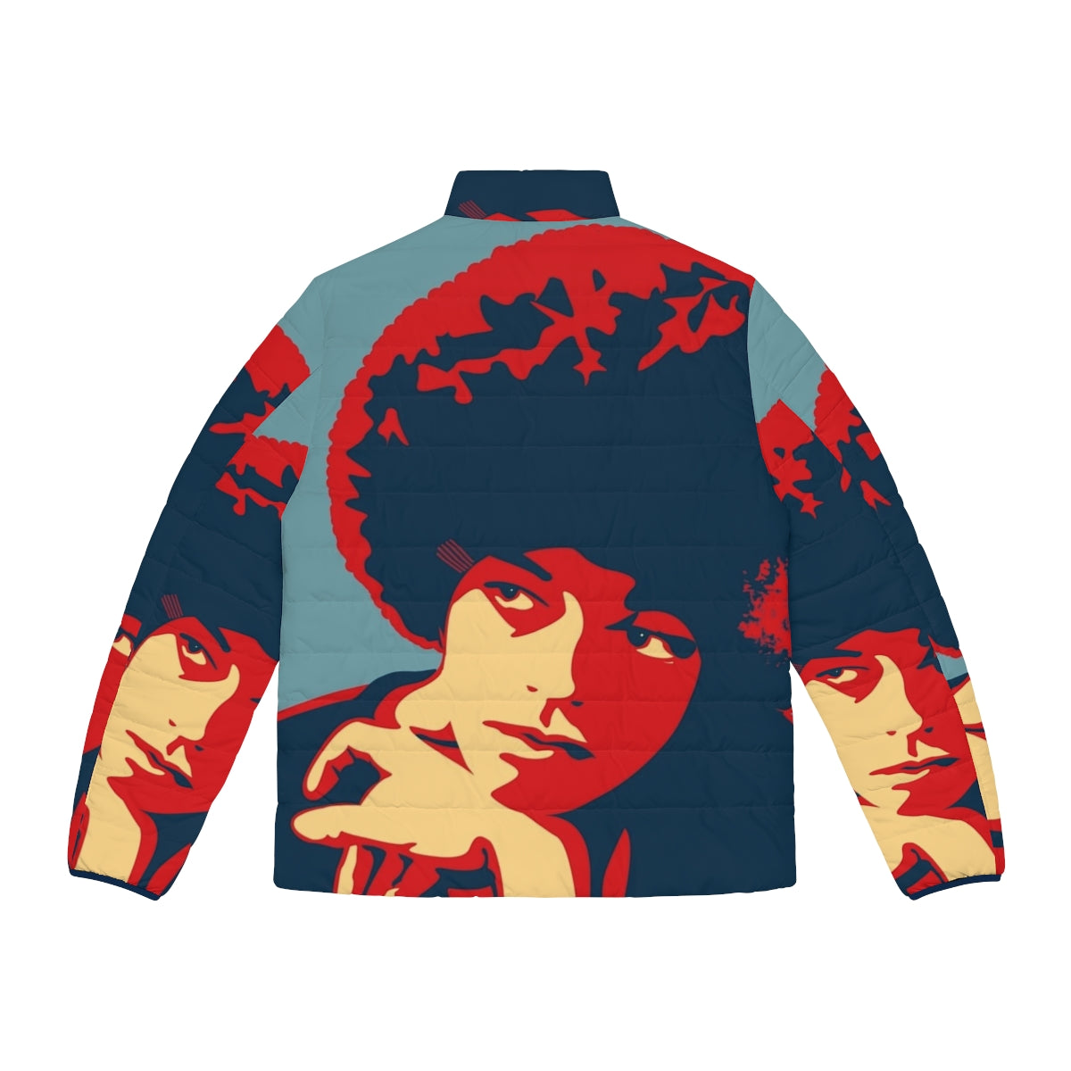 Angela Davis Puffer Jacket featuring Black Panther Party and Black Activism Imagery - Back