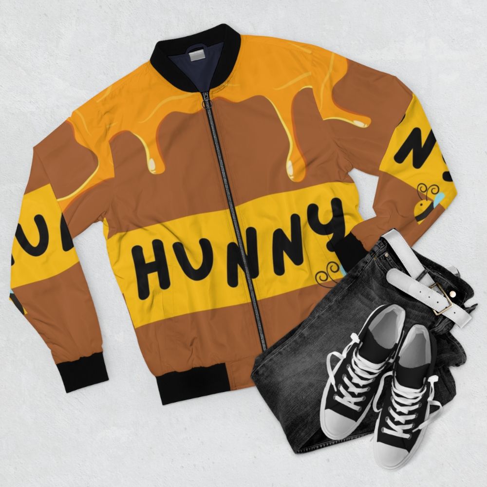 Winnie the Pooh Hunny Pot Bomber Jacket - Flat lay