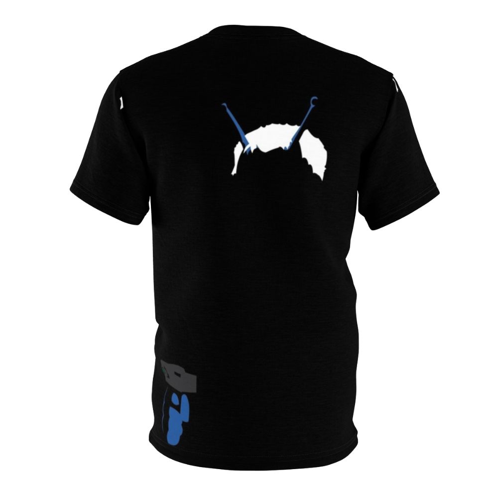 Minimalist t-shirt design featuring an Andorian silhouette from the Star Trek universe - Back