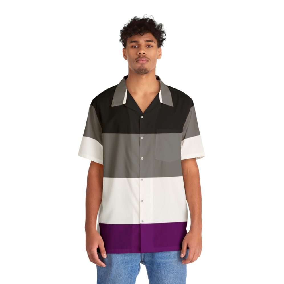 Asexual Pride Hawaiian Shirt featuring the Asexual Pride Flag - Lifestyle