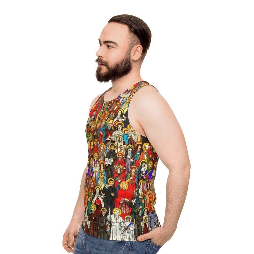 Unisex tank top featuring Catholic saints - men side