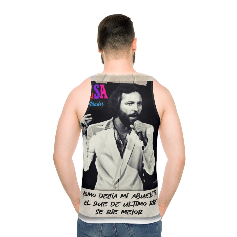 Ruben Blades Decisiones Unisex Salsa Music Tank Top - men back