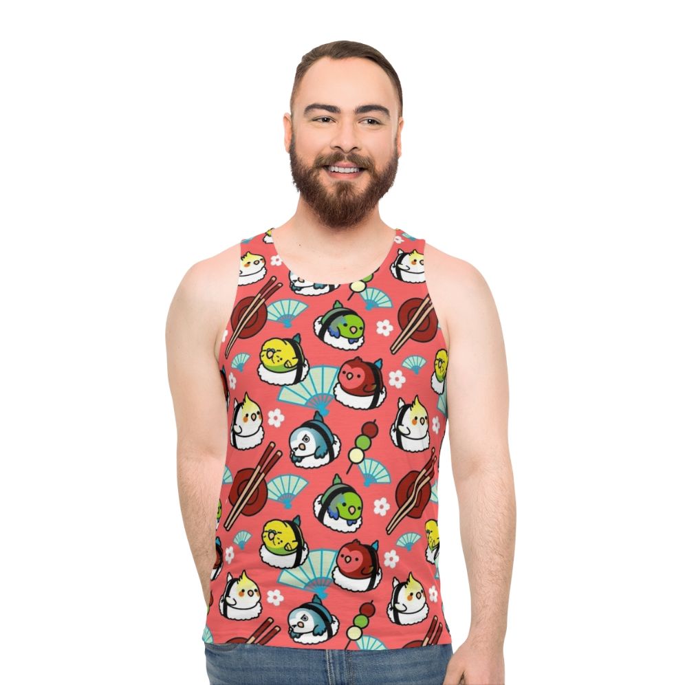 Kawaii sushi time lovebird unisex tank top - men