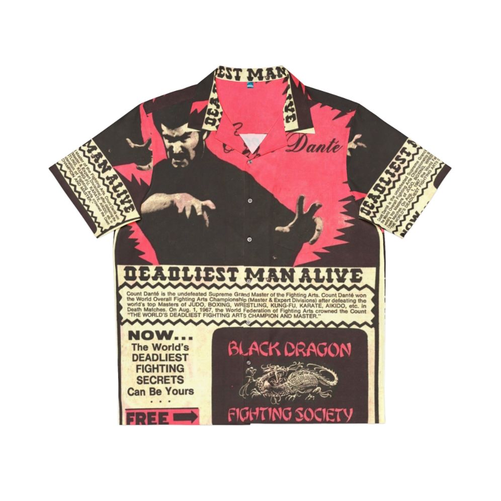 Black Dragon Fighting Society Hawaiian Shirt with Retro Pop Culture Superhero Design