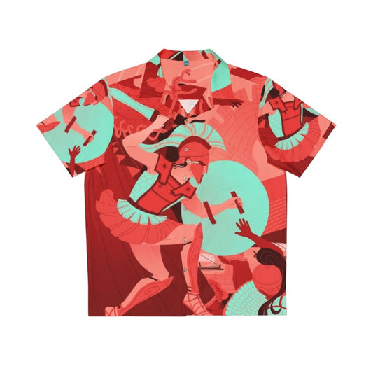 Iliad-inspired Hawaiian shirt with ancient Greek mythology motifs