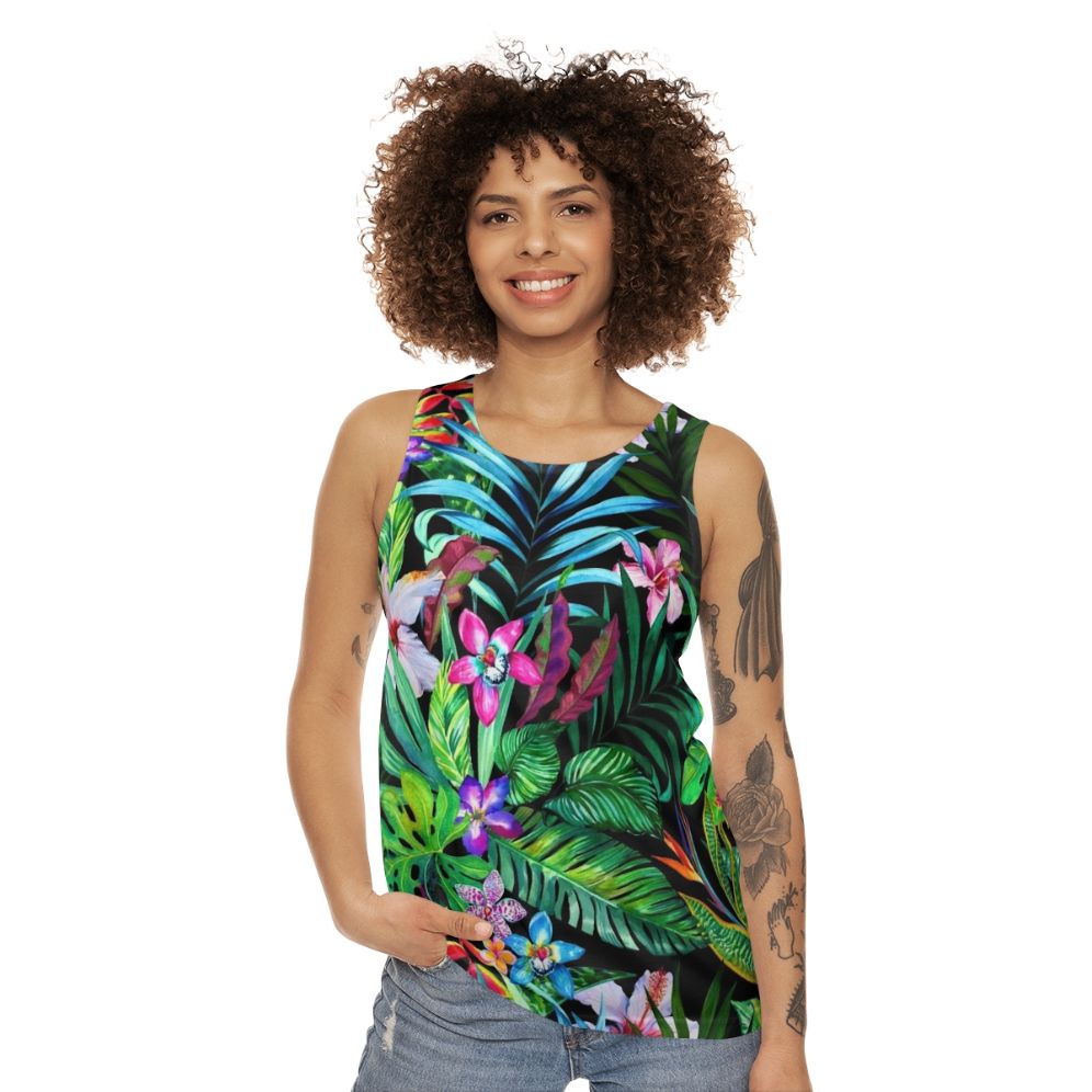 Tropical floral unisex tank top - women