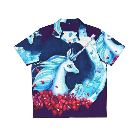 Moonlight The Last Unicorn Hawaiian Shirt with Romantic Floral Design