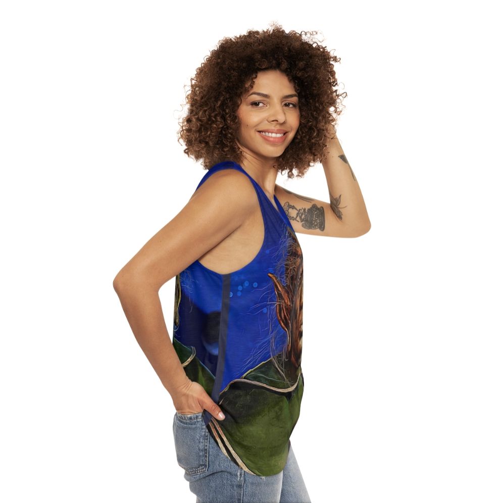 Unisex yogurt-inspired sci-fi parody tank top - women side