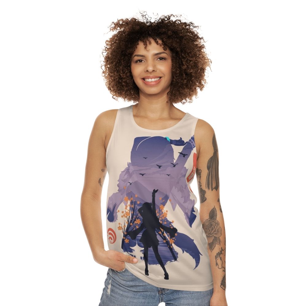 Umbrabilis Orchis unisex tank top with anime-inspired design - women