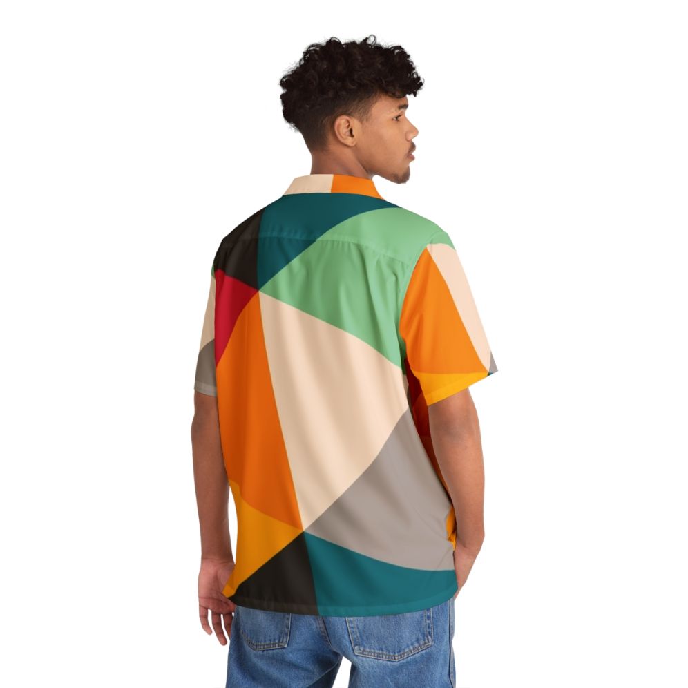 Colourful geometric triangles Hawaiian shirt with abstract, contemporary design - People Back