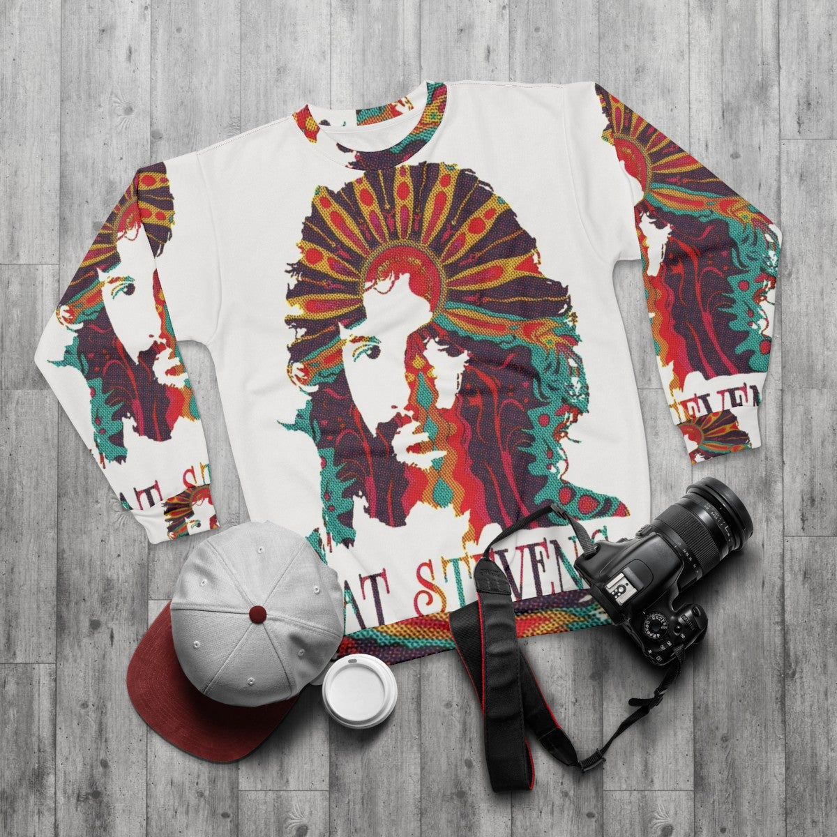 Cat Stevens Psychedelic Graphic Sweatshirt - flat lay