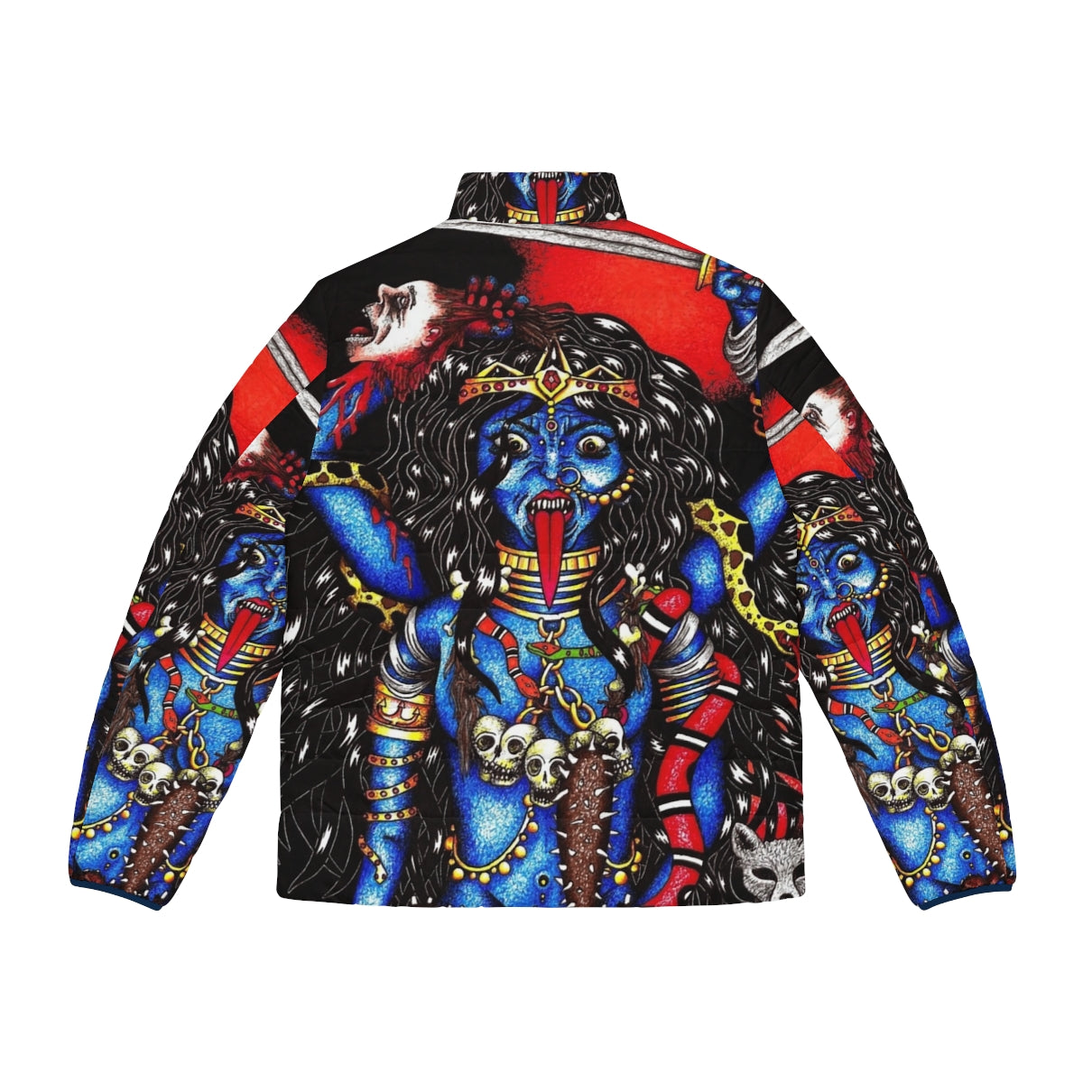 Kali Ma puffer jacket with snake and skull design - Back