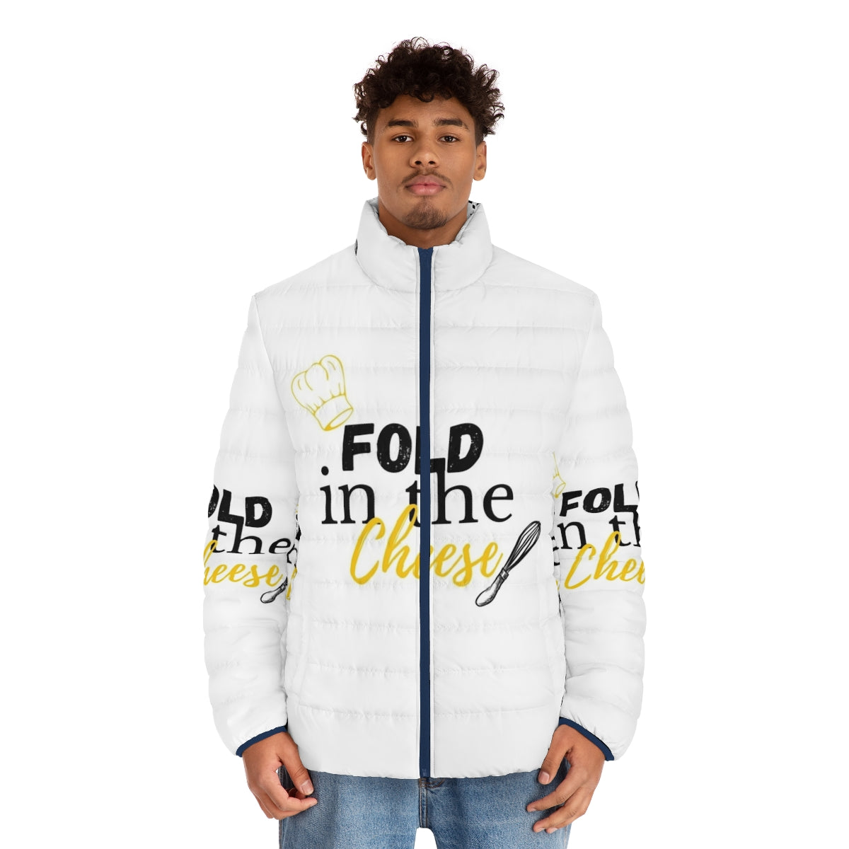 Schitt's Creek "Fold In The Cheese" Quotes Puffer Jacket - men front