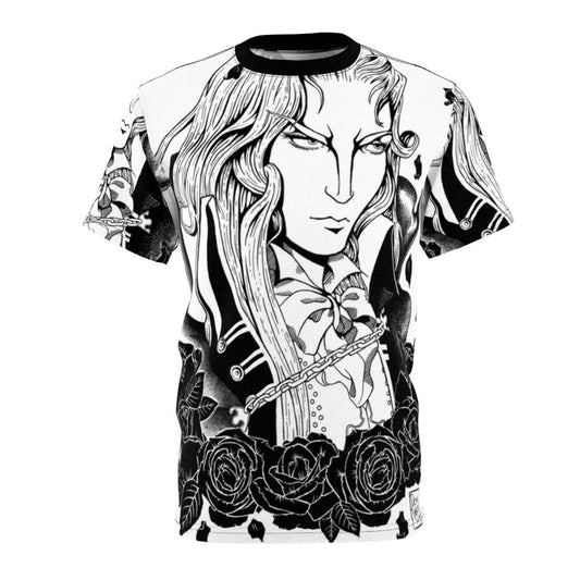 Vampire Lord Dracula from Castlevania dark fantasy gaming t-shirt design