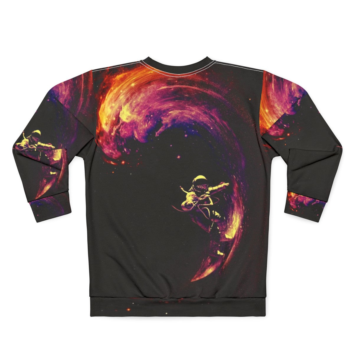 Cosmic Surfing Space Sweatshirt with Intergalactic Design - Back